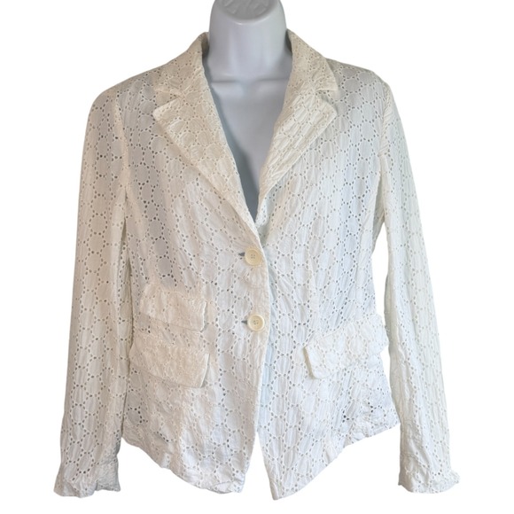 Qui Set Jackets & Blazers - Oui Set Sheer‎ Eyelet Lace Blazer Jacket Size 8 Academia Romantic Fairy Cottage